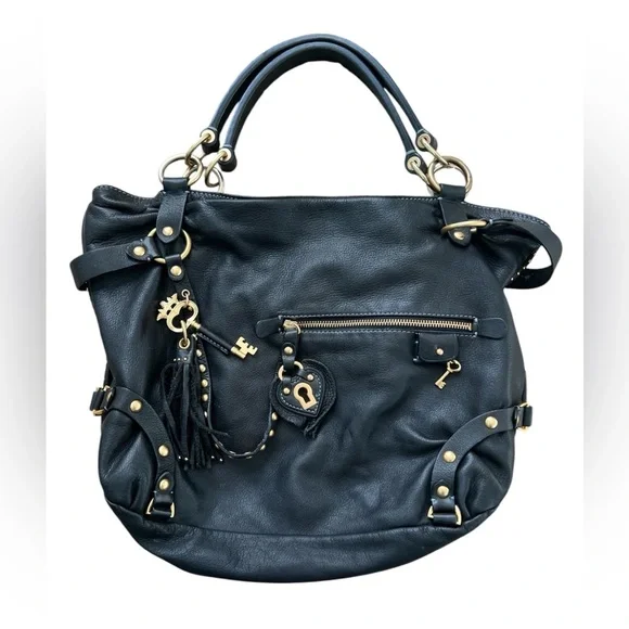 Juicy Couture Vintage Lambskin Shoulder Bag with Brass Accents - Picture 1 of 7